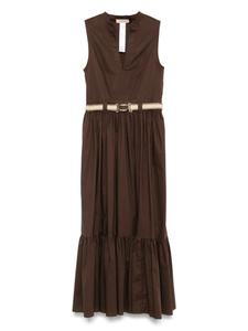 Платье макси с поясом TWINSET, коричневый