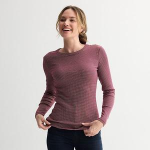 Женская футболка с длинным рукавом и ребристым узором Sonoma Goods For Life, Maroon Basic Stripe