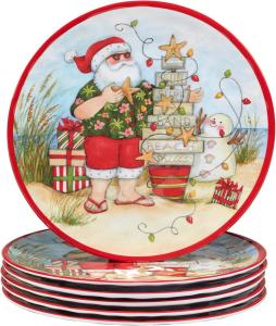 Certified International Santa's Wish меламиновые обеденные тарелки 28 см, набор 6 шт, мультиколор