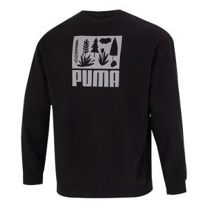 Свитер logo crew neck sweatshirt 'black' Puma, черный