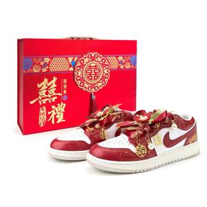 Jordan Кроссовки Air 1 Auspicious Marriage Journey низкие винтажные баскетбольные, устойчивые к истиранию, unisex красные