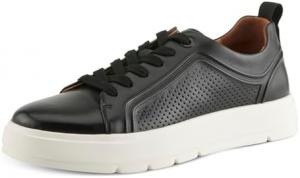 Мужские кожаные кроссовки Spring Step Erwin - перфорированные повседневные туфли на шнуровке с съемной стелькой и поддержкой комфорта, черный