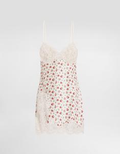 Маленькое платье-комбинация с принтом роз DOLCE & GABBANA, мультиколор