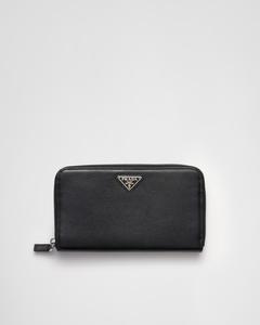 Большой кошелек из сафьяновой кожи Prada, черный