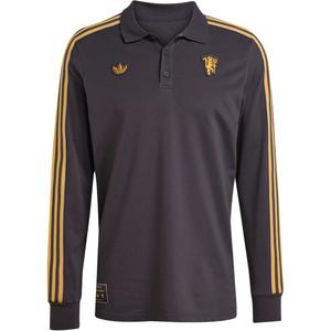 Майка поло с длинным рукавом manchester united terrace icons Adidas Originals, графит