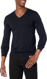HUGO мужской V-образный свитер с логотипом, Night Navy