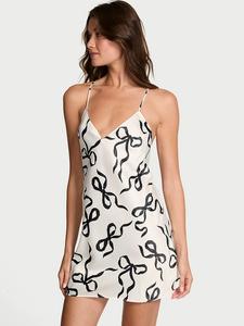 Платье-Комбинация из атласа с открытой спиной Victoria'S Secret, black bows