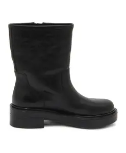 Черные байкерские ботинки «Медуза» с пряжкой, украшенной стразами. Emanuelle Vee, черный