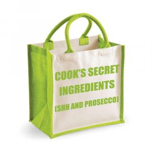 Средний джутовый пакетик Cook's Secret Ingredients (Shh и Prosecco), зеленый пакетик 60 SECOND MAKEOVER, зеленый