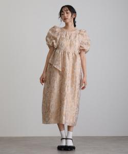 Платье с рукавами-«пузырями» из жаккарда, идеально подходящее для свадеб, вечеринок и других торжественных случаев.