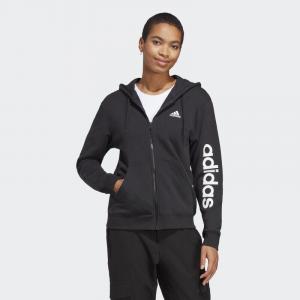 Куртка Essentials Linear из френч терри с капюшоном ADIDAS, цвет schwarz
