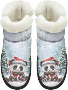 Женские удобные зимние ботинки для ходьбы средней длины с противоскользящей подошвой и подкладкой из искусственного меха, размер США 4.5-12 Chririnla, Christmas Panda