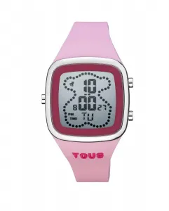 Розовые цифровые женские часы B-Time на силиконовом ремешке Tous, розовый