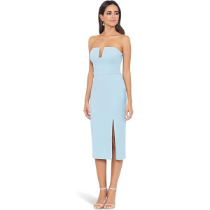 Платье XSCAPE Midi Scuba Crepe Strapless Cutout Dress, цвет Aqua