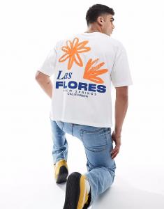 Футболка свободного кроя ASOS DESIGN с цветочным принтом белого цвета