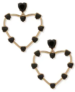 Серьги-Подвески в форме сердца из черного камня Karl Lagerfeld Paris, black