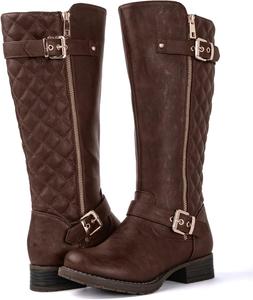 Женские стеганые сапоги выше колена GLOBALWIN с низким каблуком, удобные, модные, нарядные, для верховой езды, 19Yy03Brown2