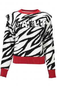 Женский джемпер Gaelle Paris с узором зебра и контрастными деталями, черно-белый
