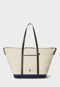 Сумка-шоппер Polo Ralph Lauren LEATHER-TRIM CANVAS LARGE SHOPPER TOTE, Ecru/Navy/White