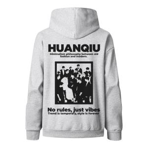 Толстовка Unisex Hooded Moderate Heavyweight HUANQIU, белый heather серый