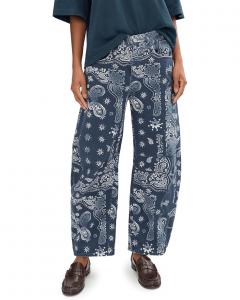 Женские брюки Free People Good Luck Printed Barrel, Navy Bandana