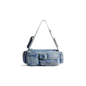 Сумка-слинг Superbusy Small Denim BALENCIAGA, синий