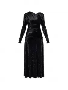 Макси-платье с драпировкой и длинными рукавами GANNI, черный