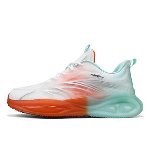 Легкие, амортизирующие, низкие кроссовки для бега для мужчин WARRIOR, White Orange Lake Green