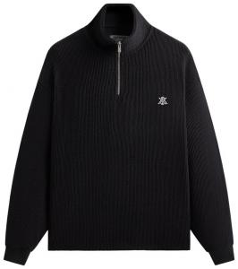 Вязаный свитер Kith Heavy Crepe Rib Knit Quarter Zip Nelson, черный