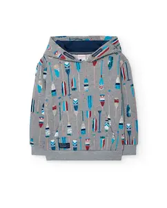 Детское худи с принтом Boboli, серый/синий