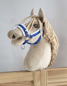 Регулируемый недоуздок для лошади Hobby Horse А3 синего цвета с белой шерстью Super Hobby Horse