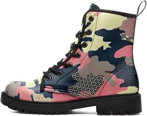 Унисекс тактические боевые ботинки, камуфляжные кожаные ботинки на шнуровке для мужчин и женщин, противоскользящие уличные ботинки для походов AWSOLE, Camo Light Green Pink