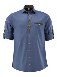 Традиционная рубашка Авобу средне-синего цвета OS-Trachten