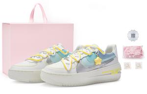 Кроссовки Nike Air Force 1 Skateboarding Shoes Women's Low-top Blue/Yellow, белый/желтый