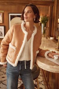 Куртка из овчины без воротника Love & Roses, коричневый