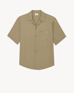 Рубашка из шелкового атласа с геометрическим узором SAINT LAURENT, желтый