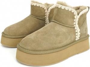 Женские замшевые ботильоны на платформе с меховой подкладкой, зимние снегоступы, удобные короткие ботинки на молнии Generic, Light Green