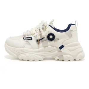 WARRIOR Стойкие к истиранию легкие низкие массивные кроссовки с эффектом увеличения роста для женщин бежево-темно-синие, цвет Beige Dark Blue