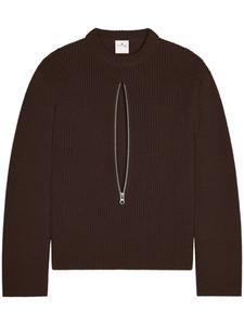 Свитер в рубчик на молнии Courrèges, коричневый