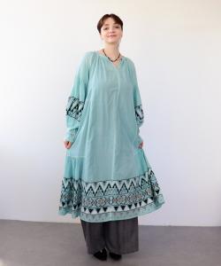 Платье Three Four Time/из хлопка и вискозы с вышивкой, цвет Mint