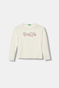 Детская хлопковая кофта с длинным рукавом United Colors Of Benetton, бежевый