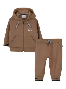 Спортивный костюм на молнии с капюшоном BOSS Kidswear, коричневый