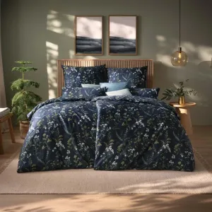 Постельное белье Mako-Satin 155x220 Tessa, темно-синие луговые цветы 7982-625 Estella