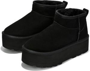 Женские ботильоны Project Cloud из 100% натуральной кожи - с противоскользящей стелькой из памяти формы - легкая зимняя обувь для женщин, ботильоны до щиколотки (Huggy), Black