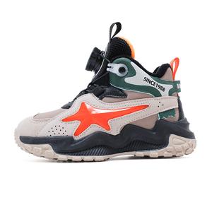 Нескользящие износостойкие высокие детские кроссовки для повседневной носки BOBDOG, черный/бежевый/серый