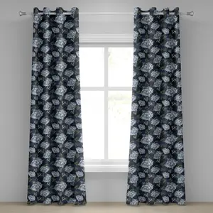 Шторы на люверсах ABAKUHAUS с цветочным узором, классический винтажный мотив "лепестки пиона", женственные, декоративные, двухпанельные, 280 x 225 см, фисташковый зеленый, синий