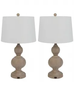 Комплект светодиодной настольной лампы с USB-зарядкой, 69 см Lavish Home, белый