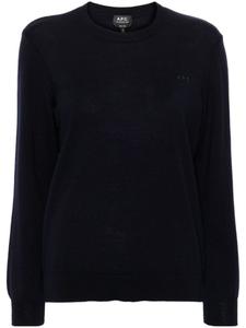 A.P.C. свитер с вышитым логотипом, синий
