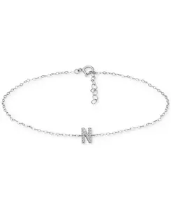 Браслет на лодыжку с инициалами из стерлингового серебра, украшенный кубическим цирконием, созданный для Macy's. Giani Bernini, n