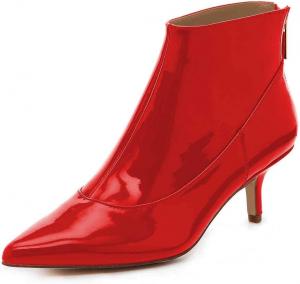 Женские низкие ботильоны FSJ с каблуком kitten, модные туфли с заостренным носком из лакированной кожи, удобная обувь с задней молнией, размеры 4-15 США, Red